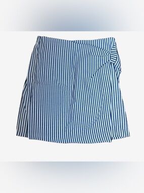 Skies Are Blue: Striped Blue & White Tie-Detail A-Line Skirt